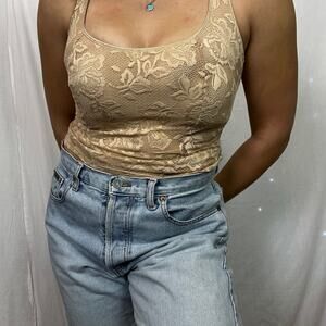 Victoria’s Secret Nude Coquette Y2K Vintage Sheer Floral Cami Size M